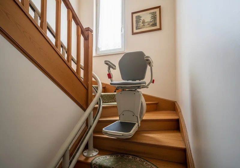 Monte-escalier tournant colimaçon avec rail double révolution posé à Panazol