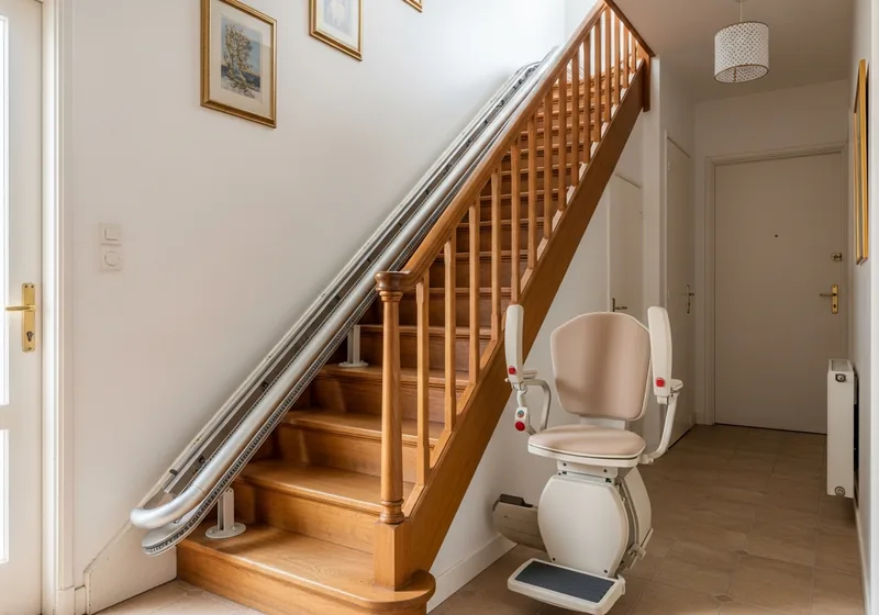 Monte-escalier droit posé sur la volée d'un pavillon à Couzeix